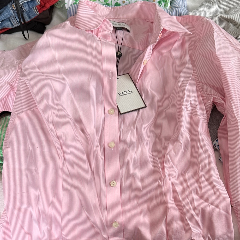 Thomas Pink Men's Striped Pink Dress Shirt